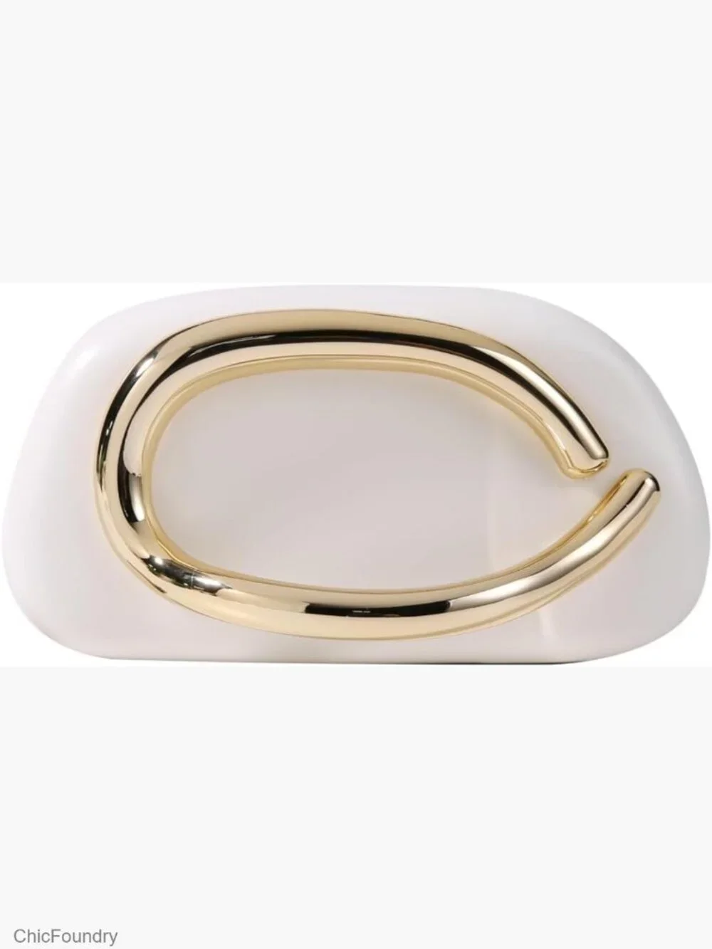 Minimalist Gold-Tone Art Deco Clutch with Removable Chain